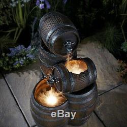 Serenity 6 Barrel Cascading Water Feature Fountain LED 74cm Garden Ornament NEW
