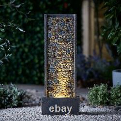 Serenity 68cm Pebble Water Feature Garden Fountain LED Indoor Outdoor Decor NEW