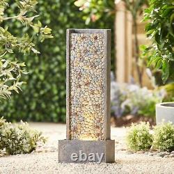 Serenity 68cm Pebble Water Feature Garden Fountain LED Indoor Outdoor Decor NEW