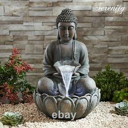 Serenity Buddha Garden Water Feature Fountain LED Self Contained 55cm Bronze NEW