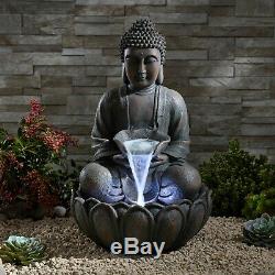 Serenity Buddha Garden Water Feature Fountain LED Self Contained 55cm Bronze NEW