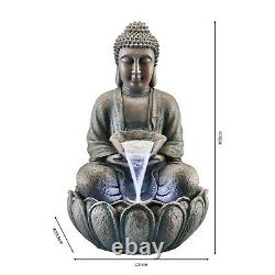 Serenity Buddha Garden Water Feature Fountain LED Self Contained 55cm Bronze NEW