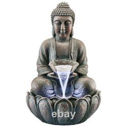 Serenity Buddha Garden Water Feature Fountain LED Self Contained 55cm Bronze NEW