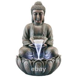 Serenity Buddha Garden Water Feature Fountain LED Self Contained 55cm Bronze NEW