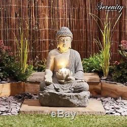 Serenity Buddha Garden Water Feature Fountain LED Self Contained 56cm Ornament