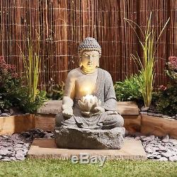 Serenity Buddha Garden Water Feature Fountain LED Self Contained 56cm Ornament