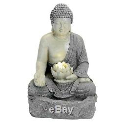 Serenity Buddha Garden Water Feature Fountain LED Self Contained 56cm Ornament