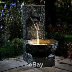 Serenity Cascade Bowl Water Feature LED 71cm Garden Patio Fountain Ornament NEW