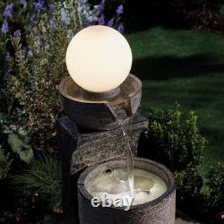 Serenity Cascading Bowl Water Feature Globe Light 78cm Garden Fountain Ornament