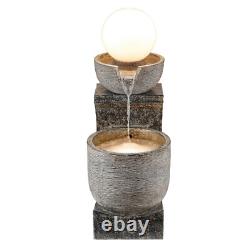 Serenity Cascading Bowl Water Feature Globe Light 78cm Garden Fountain Ornament