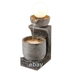 Serenity Cascading Bowl Water Feature Globe Light 78cm Garden Fountain Ornament