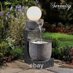 Serenity Cascading Bowl Water Feature Globe Light 78cm Garden Fountain Ornament