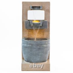 Serenity Cascading Bowl Water Feature LED Lights 70cm Garden Fountain Pump