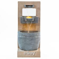 Serenity Cascading Bowl Water Feature LED Lights 70cm Garden Fountain Pump
