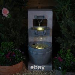 Serenity Cascading Bowl Water Feature LED Lights 70cm Garden Fountain Pump