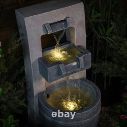 Serenity Cascading Bowl Water Feature LED Lights 70cm Garden Fountain Pump