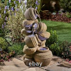 Serenity Cascading Pots Water Feature LED Self Contained 72cm Garden Fountain