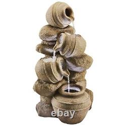 Serenity Cascading Pots Water Feature LED Self Contained 72cm Garden Fountain