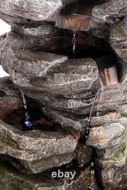 Serenity Cascading Rock Water Feature LED Lights Garden Indoor Outdoor Fountain