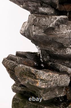 Serenity Cascading Rock Water Feature LED Lights Garden Indoor Outdoor Fountain
