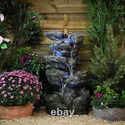 Serenity Cascading Rock Water Feature LED Lights Garden Indoor Outdoor Fountain