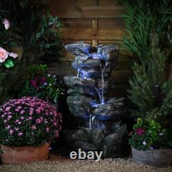 Serenity Cascading Rock Water Feature LED Lights Garden Indoor Outdoor Fountain
