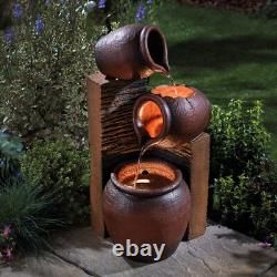 Serenity Cascading Tipping Pots Water Feature Outdoor Garden Fountain LED Lights