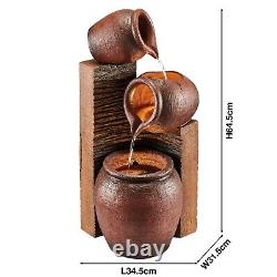 Serenity Cascading Tipping Pots Water Feature Outdoor Garden Fountain LED Lights