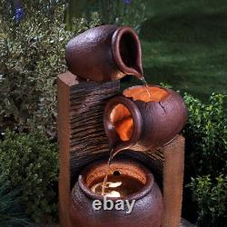 Serenity Cascading Tipping Pots Water Feature Outdoor Garden Fountain LED Lights
