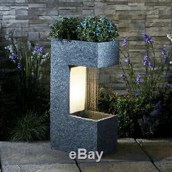 Serenity Cascading Water Feature Planter LED 70cm Garden Fountain Ornament NEW