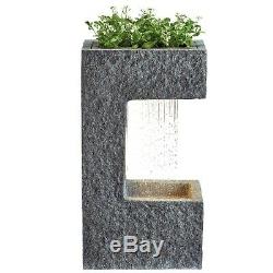 Serenity Cascading Water Feature Planter LED 70cm Garden Fountain Ornament NEW