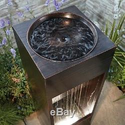 Serenity Cascading Whirlpool Water Feature LED 1m Garden Fountain Ornament NEW