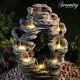 Serenity Double-sided Rock Cascading Water Feature Led 79cm Garden Fountain New