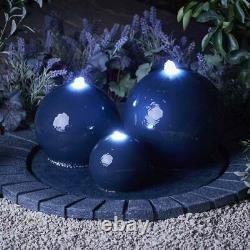 Serenity Garden 3 Bowl Sphere Water Feature LED Outdoor Patio Fountain 40cm NEW