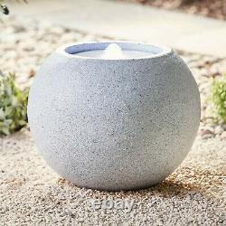 Serenity Garden 35cm Sandstone Sphere Water Feature LED Outdoor Fountain NEW