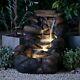 Serenity Garden 48cm Rock Pool Cascading Water Feature Led Outdoor Fountain New