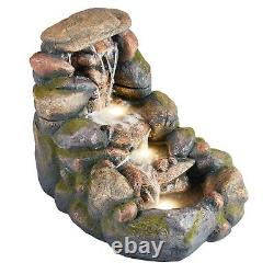 Serenity Garden 48cm Rock Pool Cascading Water Feature LED Outdoor Fountain NEW