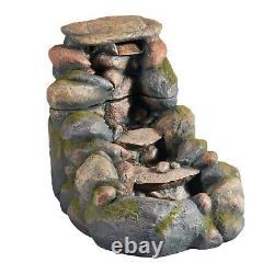 Serenity Garden 48cm Rock Pool Cascading Water Feature LED Outdoor Fountain NEW