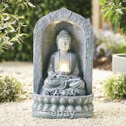 Serenity Garden 60cm Buddha Water Feature LED Light Outdoor Fountain Decor NEW