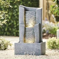 Serenity Garden 60cm Vertical Slate Waterfall Feature LED Outdoor Fountain NEW