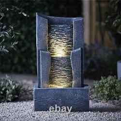 Serenity Garden 60cm Vertical Slate Waterfall Feature LED Outdoor Fountain NEW