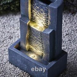 Serenity Garden 60cm Vertical Slate Waterfall Feature LED Outdoor Fountain NEW