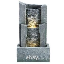 Serenity Garden 60cm Vertical Slate Waterfall Feature LED Outdoor Fountain NEW