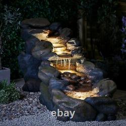 Serenity Garden 88cm Rock Pool Cascading Water Feature LED Outdoor Fountain NEW