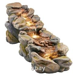 Serenity Garden 88cm Rock Pool Cascading Water Feature LED Outdoor Fountain NEW
