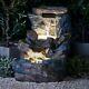 Serenity Garden Rock Pool Cascading Water Feature Led Outdoor Fountain 81cm New