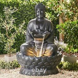 Serenity Garden XL Buddha Water Feature Statue LED Outdoor Fountain Decor 136cm