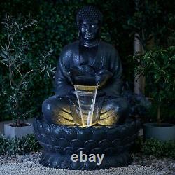 Serenity Garden XL Buddha Water Feature Statue LED Outdoor Fountain Decor 136cm