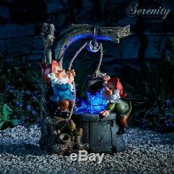 Serenity Gnome Cascade Water Feature LED 33cm Indoor Outdoor Garden Fountain NEW