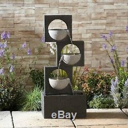 Serenity Granite Cascading Bowls Water Feature Fountain LED 78cm Garden Ornament